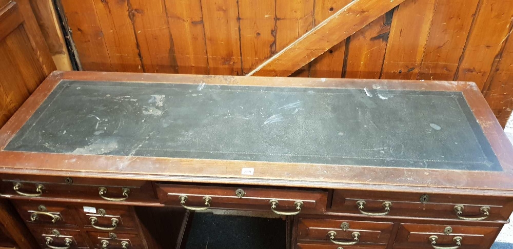 ANTIQUE LEATHER TOP KNEEHOLE DESK - Image 2 of 2
