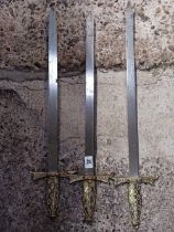 3 STRAIGHT BLADE ORNAMENTAL SWORDS