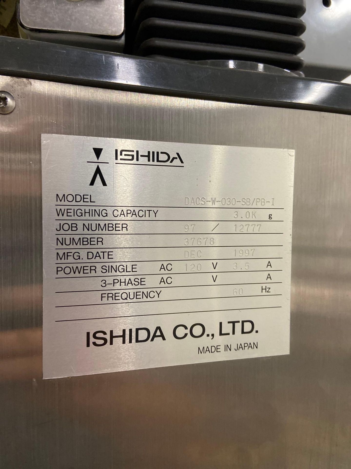 Ishida DACS-W-030-SB/PB-I Checkweigher - Image 4 of 8