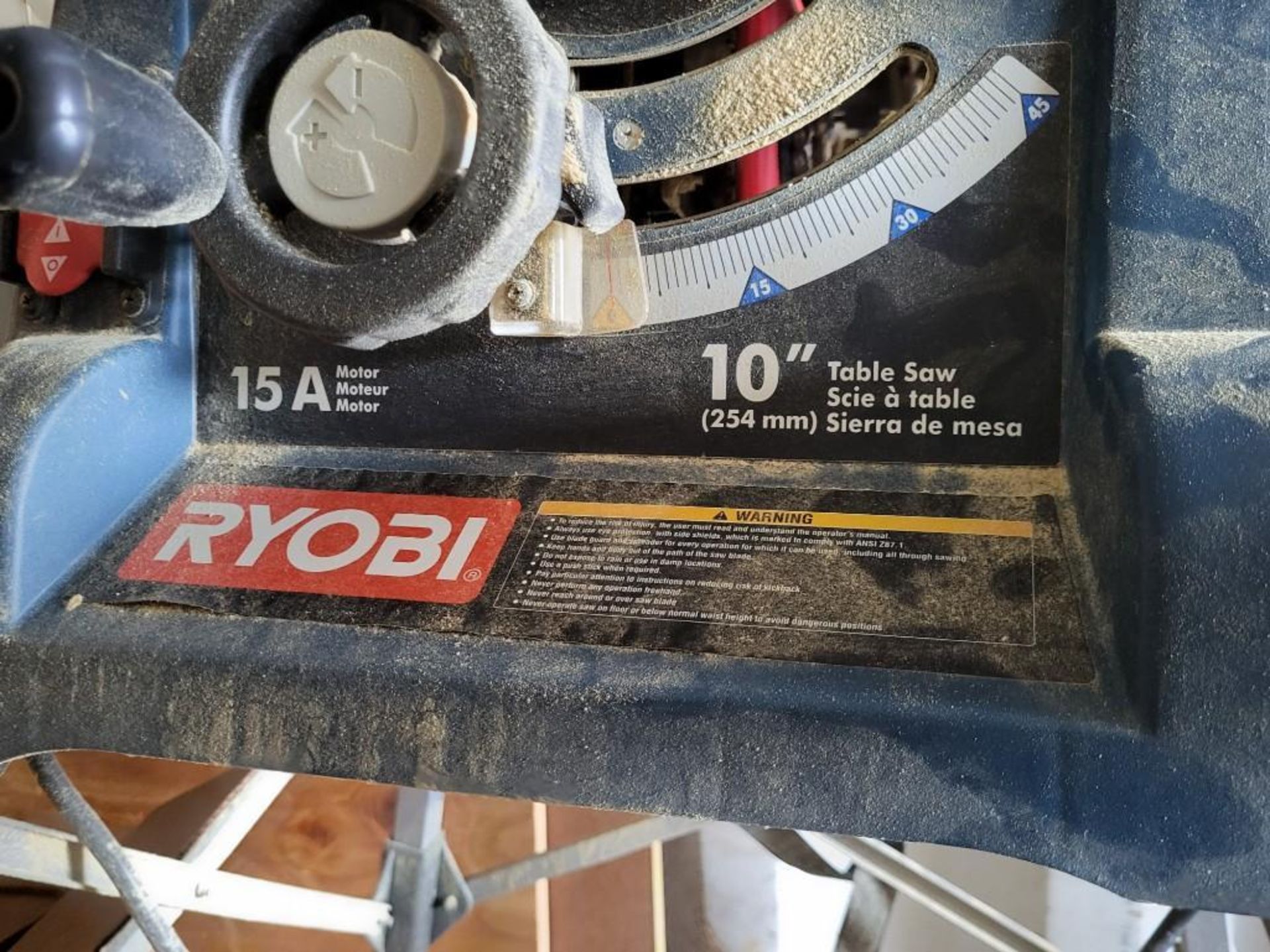 TOOLS - RYOBI 10" TABLE SAW WITH STAND - Image 4 of 4