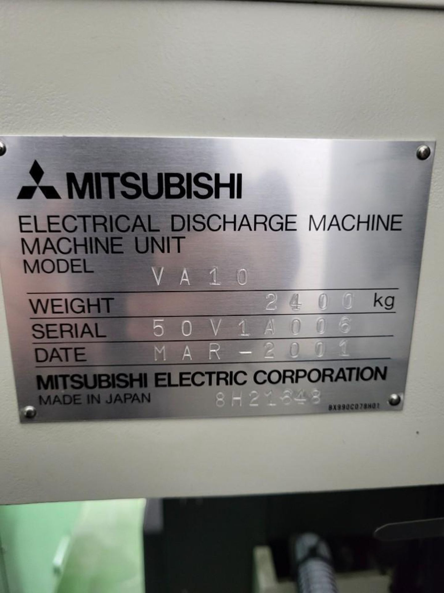 2000 MITSUBISHI EA12E SINKER EDM, C21EA-1 CONTROL, 28" X 20" WORK TABLE, WORK LIGHT - Image 12 of 12