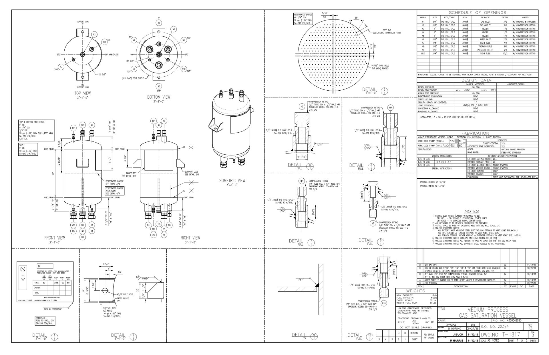 STEEL-PRO MEDIUM PROCESS GAS SATURATION VESSEL - Image 9 of 10