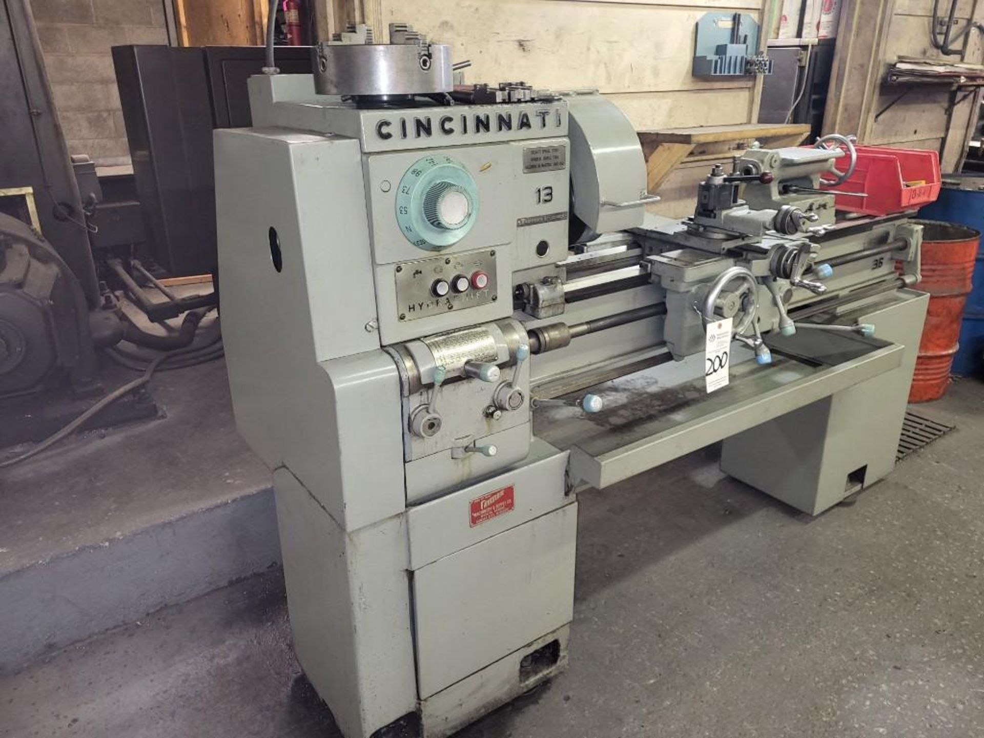 CINCINNATI 13" X 36" HYDRA SHIFT TOOLROOM LATHE - Image 3 of 17