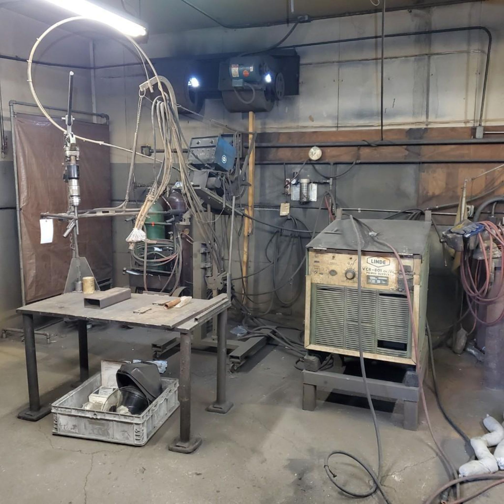 LINDE WELDER POWER SUPPLY, AIR PEENER, MILLER WIRE FEED TORCH AND WELDING SYSTEM, AIR ARC BLAST