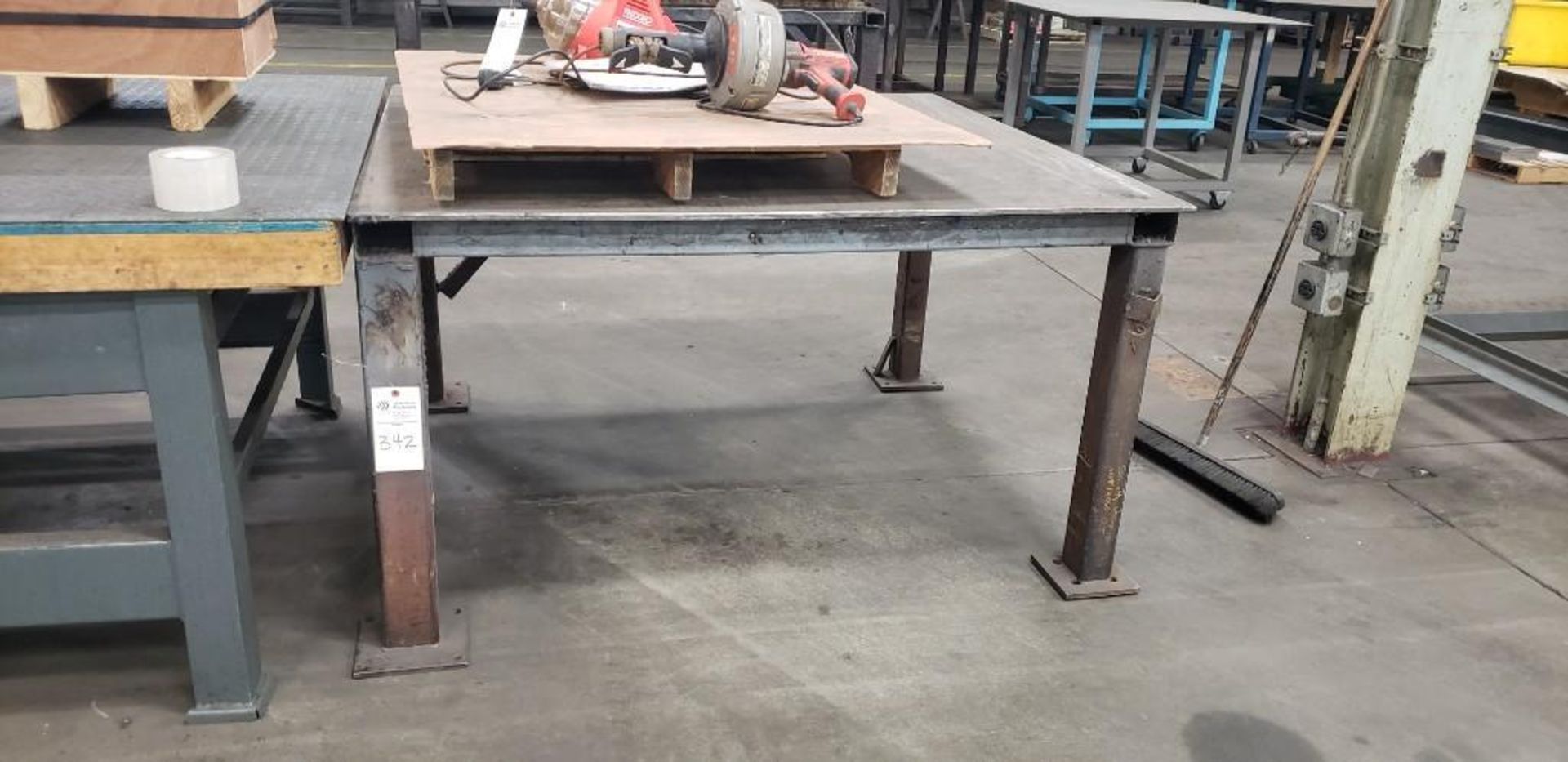 STEEL TABLE 57.5"X60" 1/2" PLATE TOP 34" HIGH
