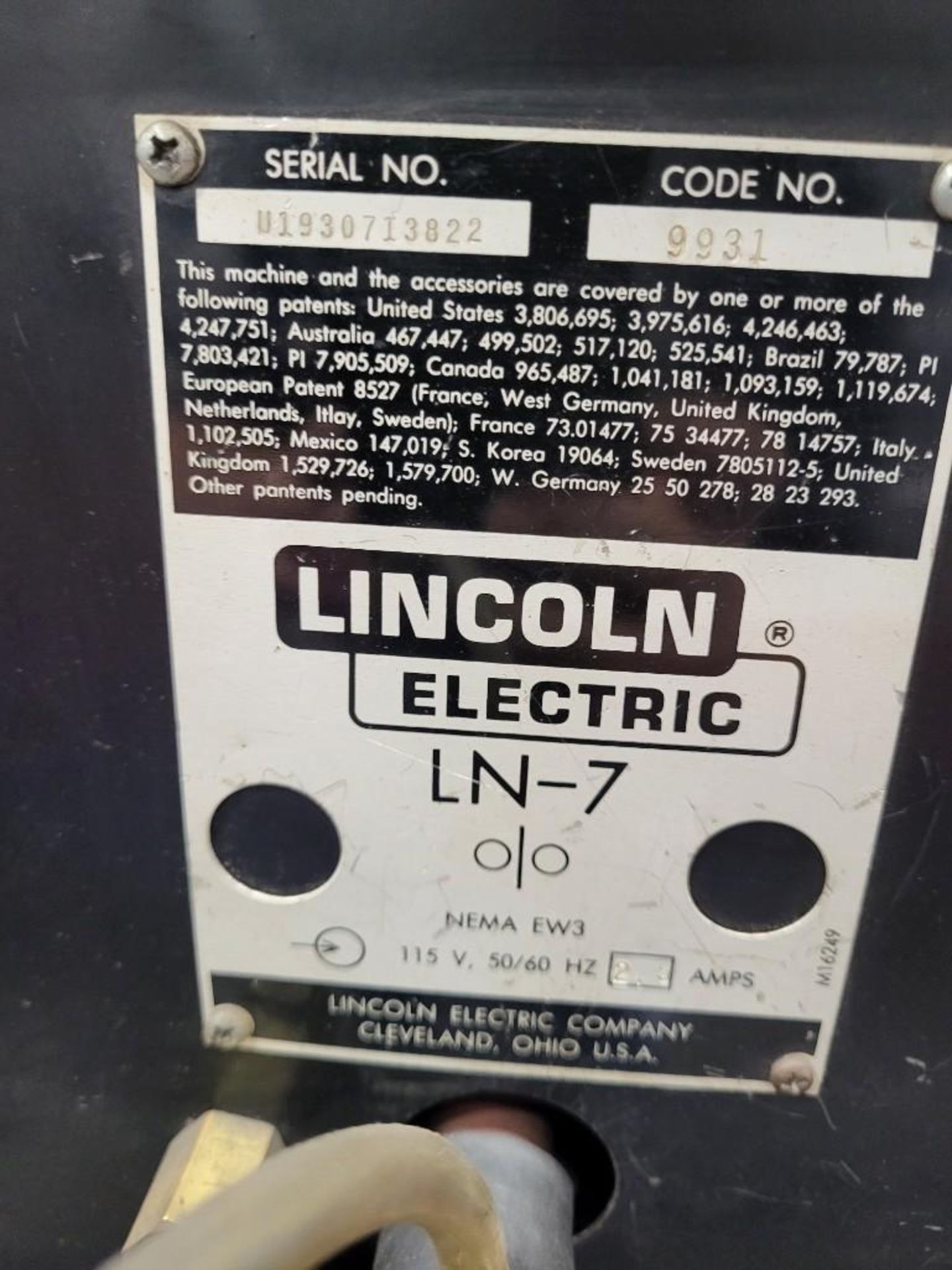 LINCOLN ELECTRIC IDEALARC DC-400 MULTIPROCESS WELDER WITH LN-7 WIRE FEEDER - Image 10 of 10