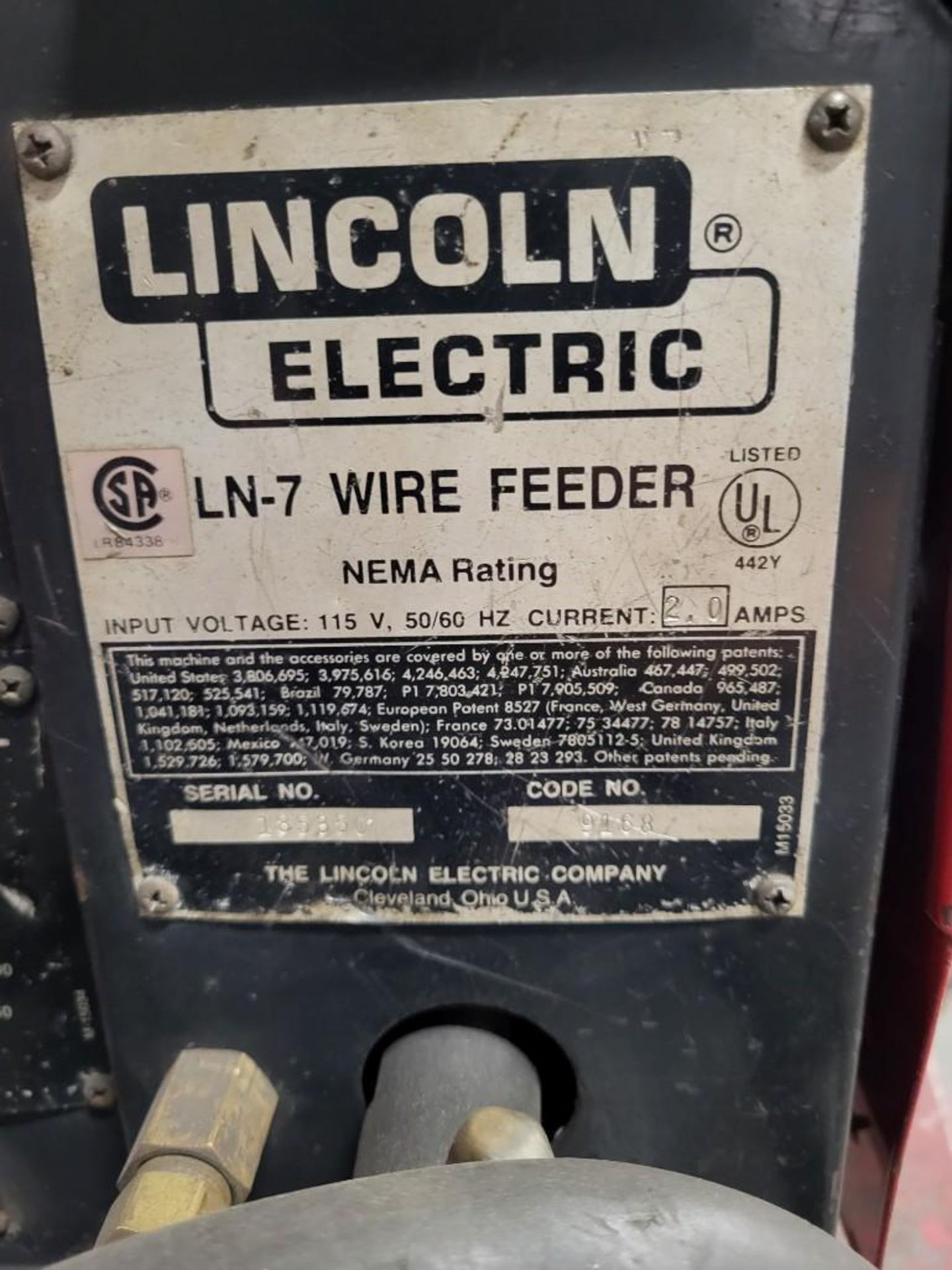 LINCOLN ELECTRIC IDEALARC CV-400 MIG WELDER WITH LN-7 WIRE FEEDER - Image 11 of 11