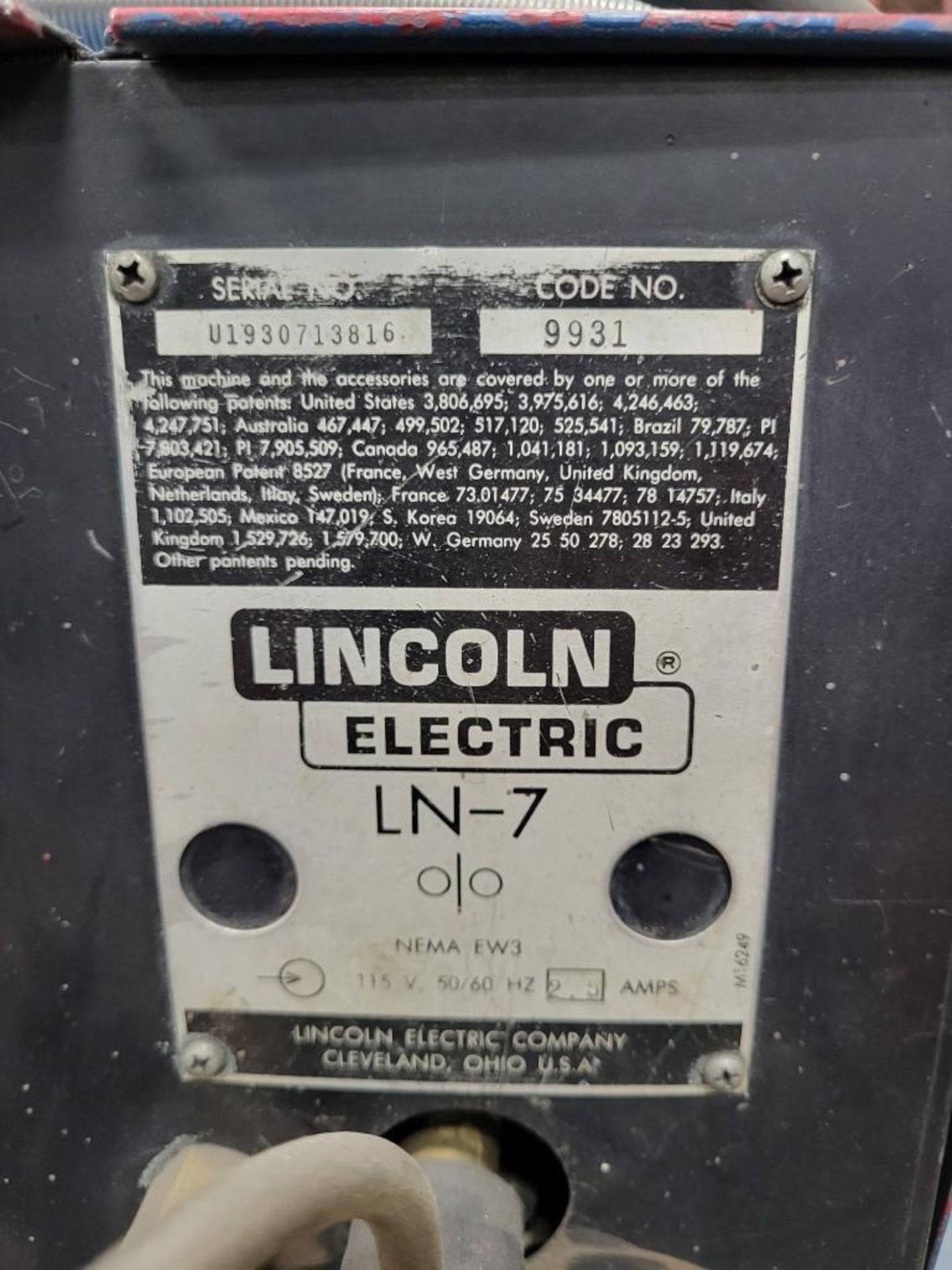 LINCOLN ELECTRIC IDEALARC CV-400 MIG WELDER WITH LN-7 WIRE FEEDER - Image 11 of 11