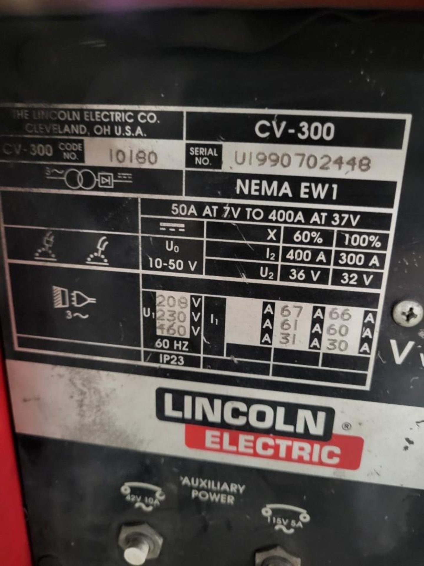 LINCOLN ELECTRIC CV-300 MIG WELDER WITH LN-7 WIRE FEEDER - Image 9 of 9