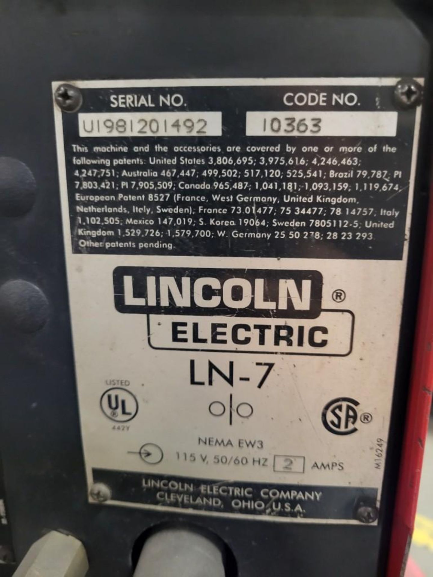 LINCOLN ELECTRIC CV-300 MIG WELDER WITH LN-7 WIRE FEEDER - Image 8 of 9