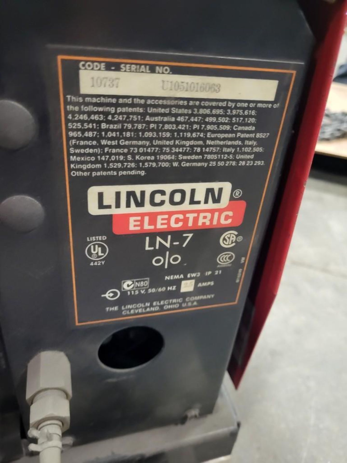 (3) LINCOLN ELECTRIC LN-7 WIRE FEEDERS - Image 8 of 10