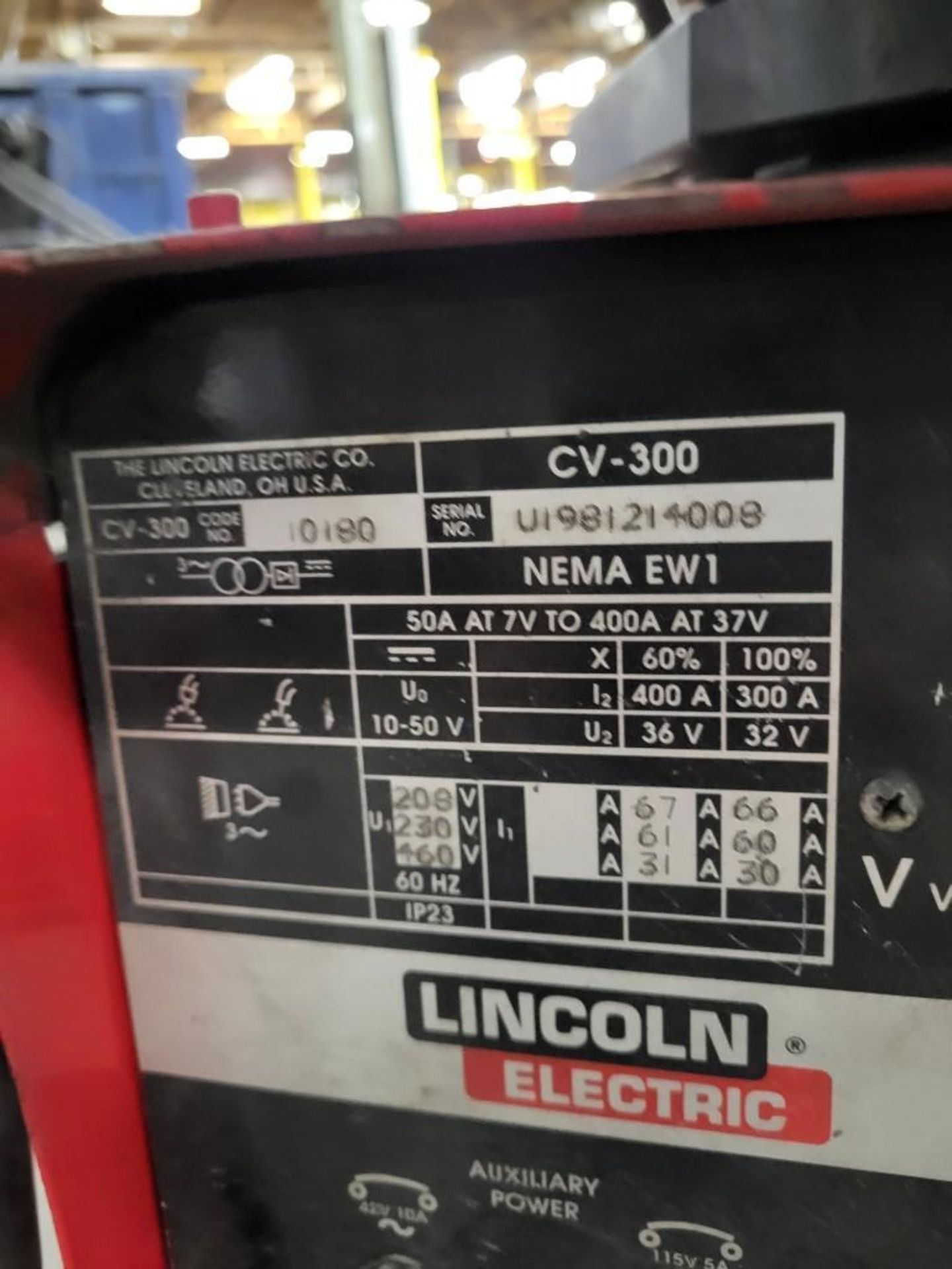 LINCOLN ELECTRIC CV-300 MIG WELDER WITH LN-7 WIRE FEEDER - Image 9 of 9