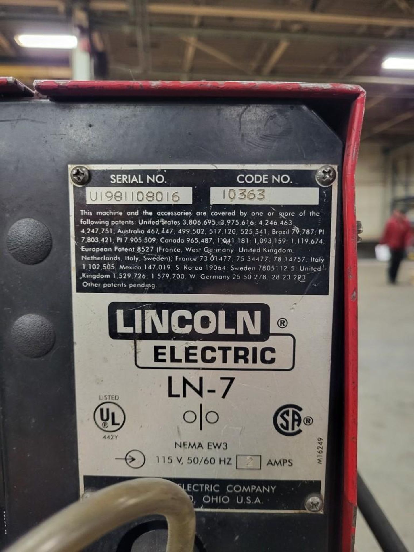 LINCOLN ELECTRIC CV-300 MIG WELDER WITH LN-7 WIRE FEEDER - Image 8 of 8