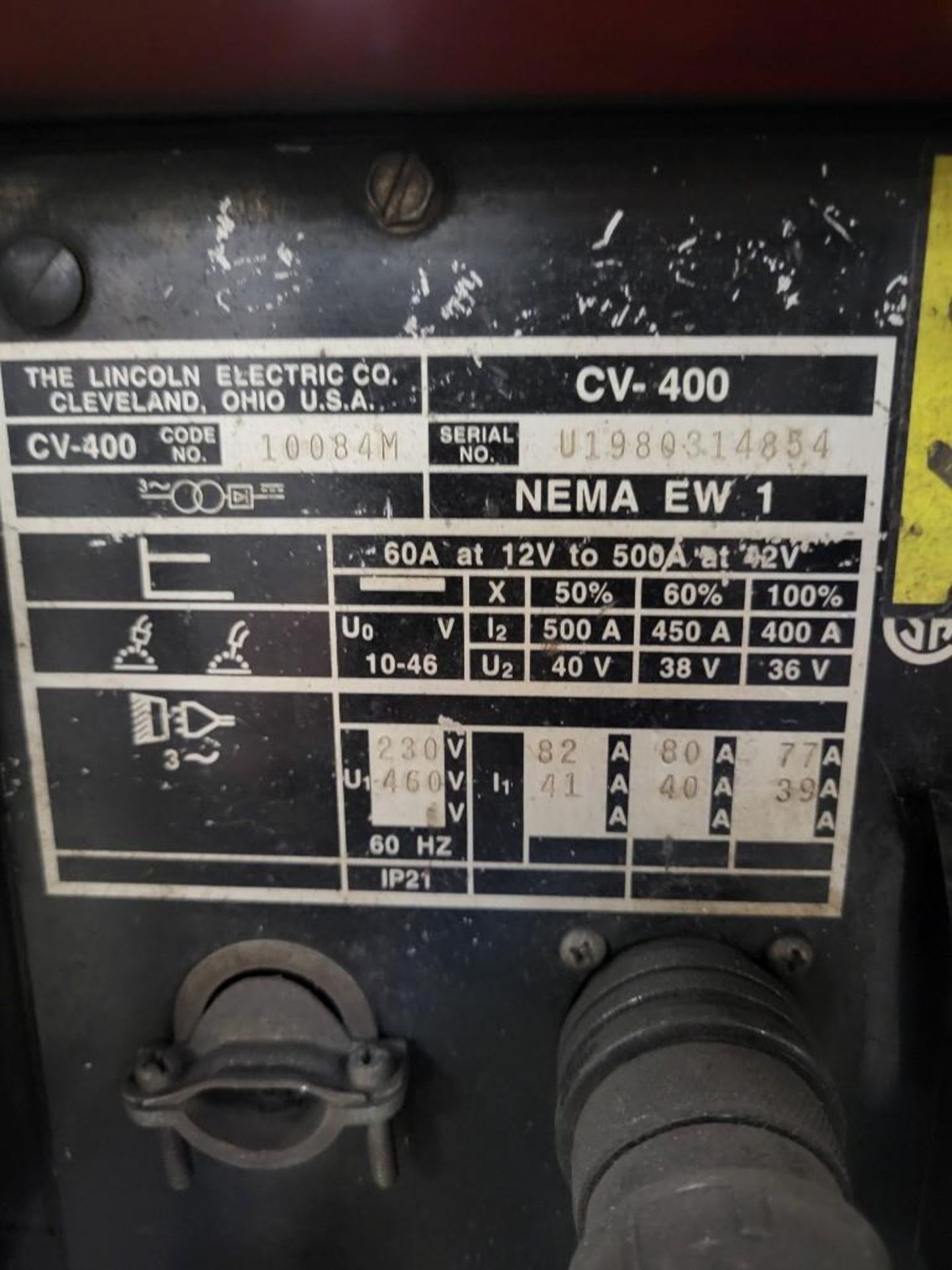 LINCOLN ELECTRIC CV-400 MIG WELDER WITH LN-7 WIRE FEEDER - Image 9 of 9