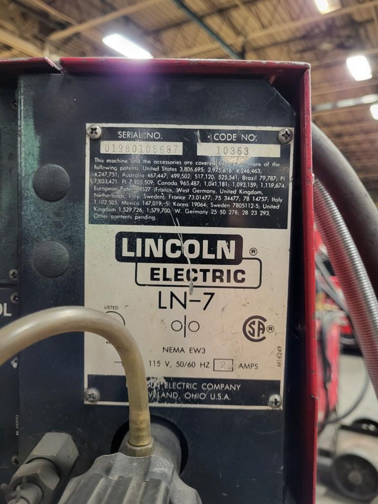 LINCOLN ELECTRIC IDEALARC CV-300 MIG WELDER WITH LN-7 WIRE FEEDER - Image 7 of 8