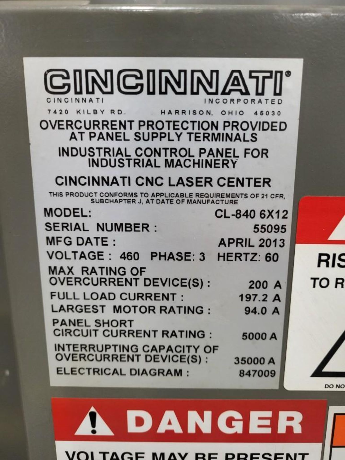 CINCINNATI CL-840 78 x 157" table CNC LASER, 2013 - Image 12 of 25