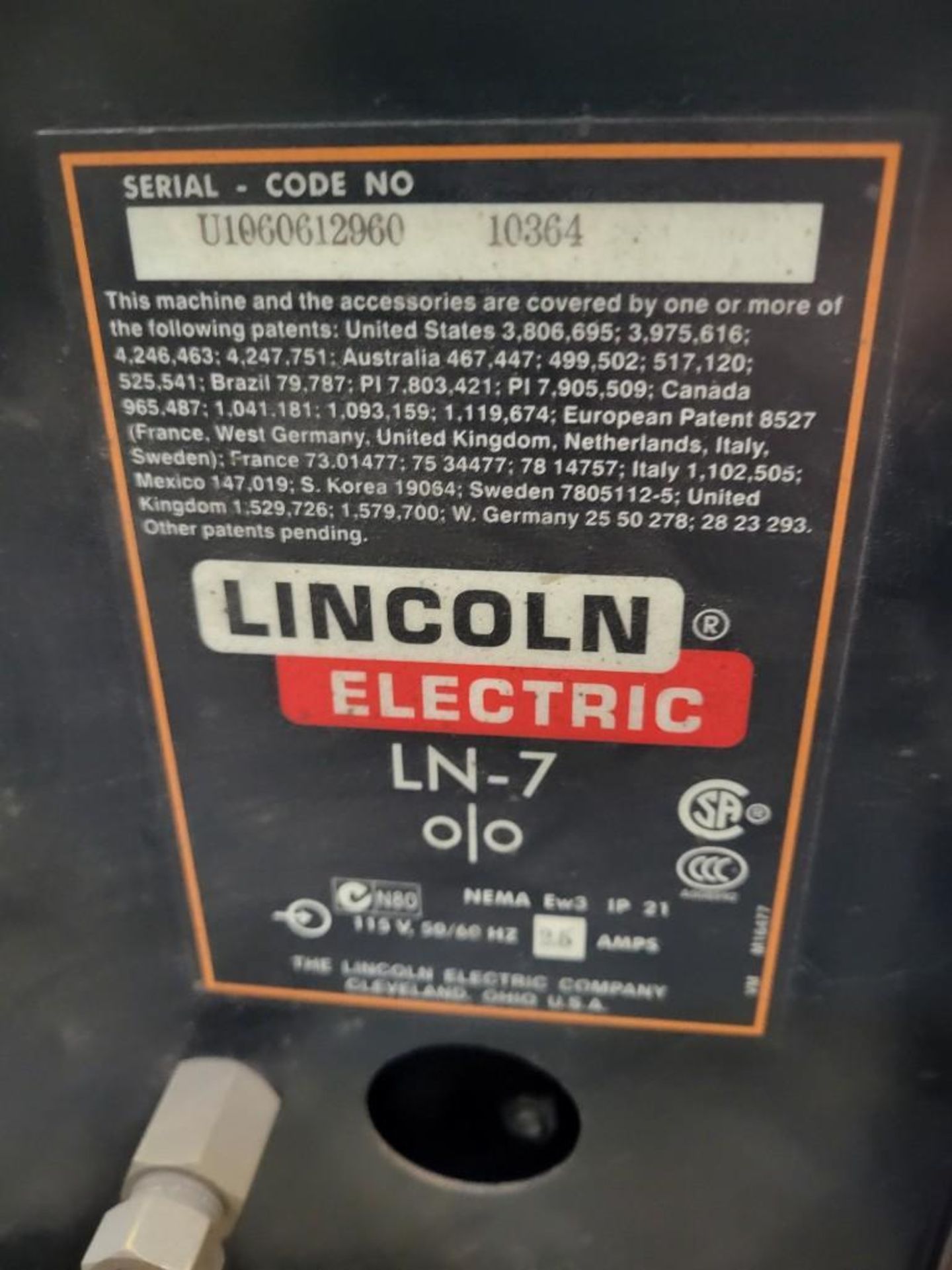 (3) LINCOLN ELECTRIC LN-7 WIRE FEEDERS - Image 6 of 10