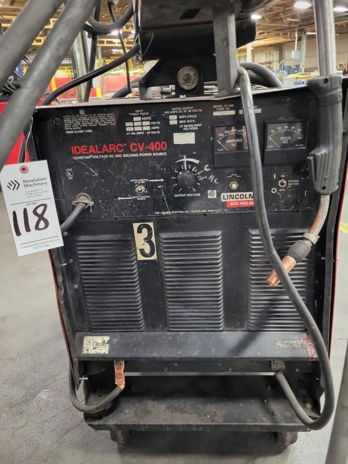 LINCOLN ELECTRIC IDEALARC CV-400 MIG WELDER WITH LN-7 WIRE FEEDER - Image 7 of 11