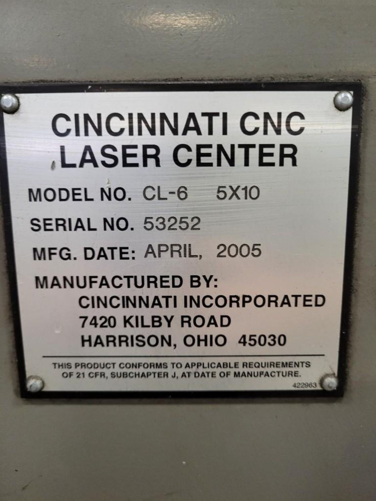 CINCINNATI CNC LASER CENTER MODEL CL-6 5X10, 2005 - Image 18 of 18