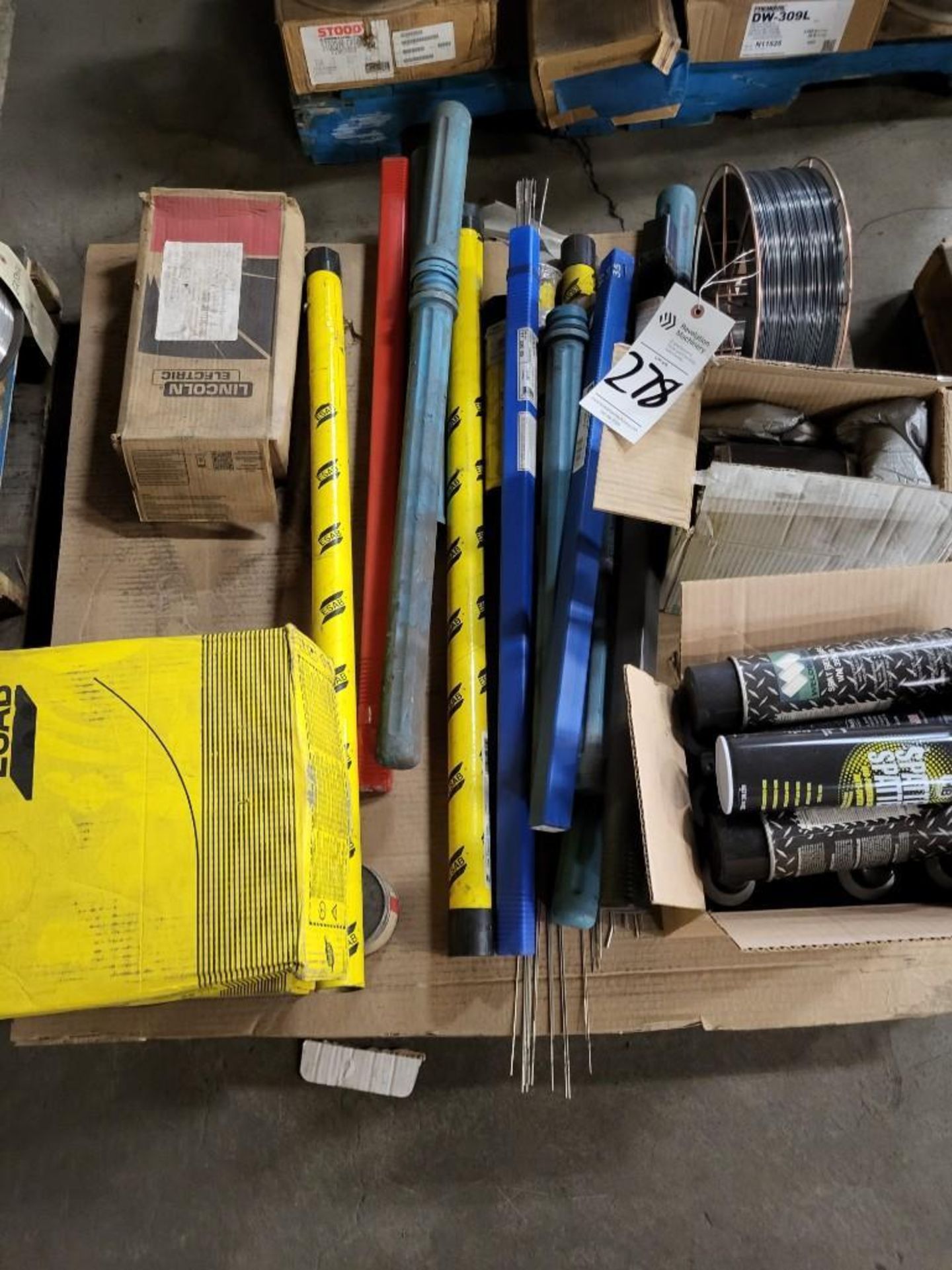 LOT OF WELDING CONSUMABLES, WIRE, WELDING RODS, ELECTRIC MOTOR