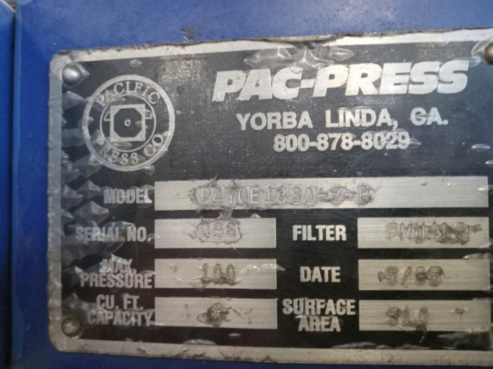 PAC-PRESS P470E138A-3-P FILTER PRESS - Image 6 of 6