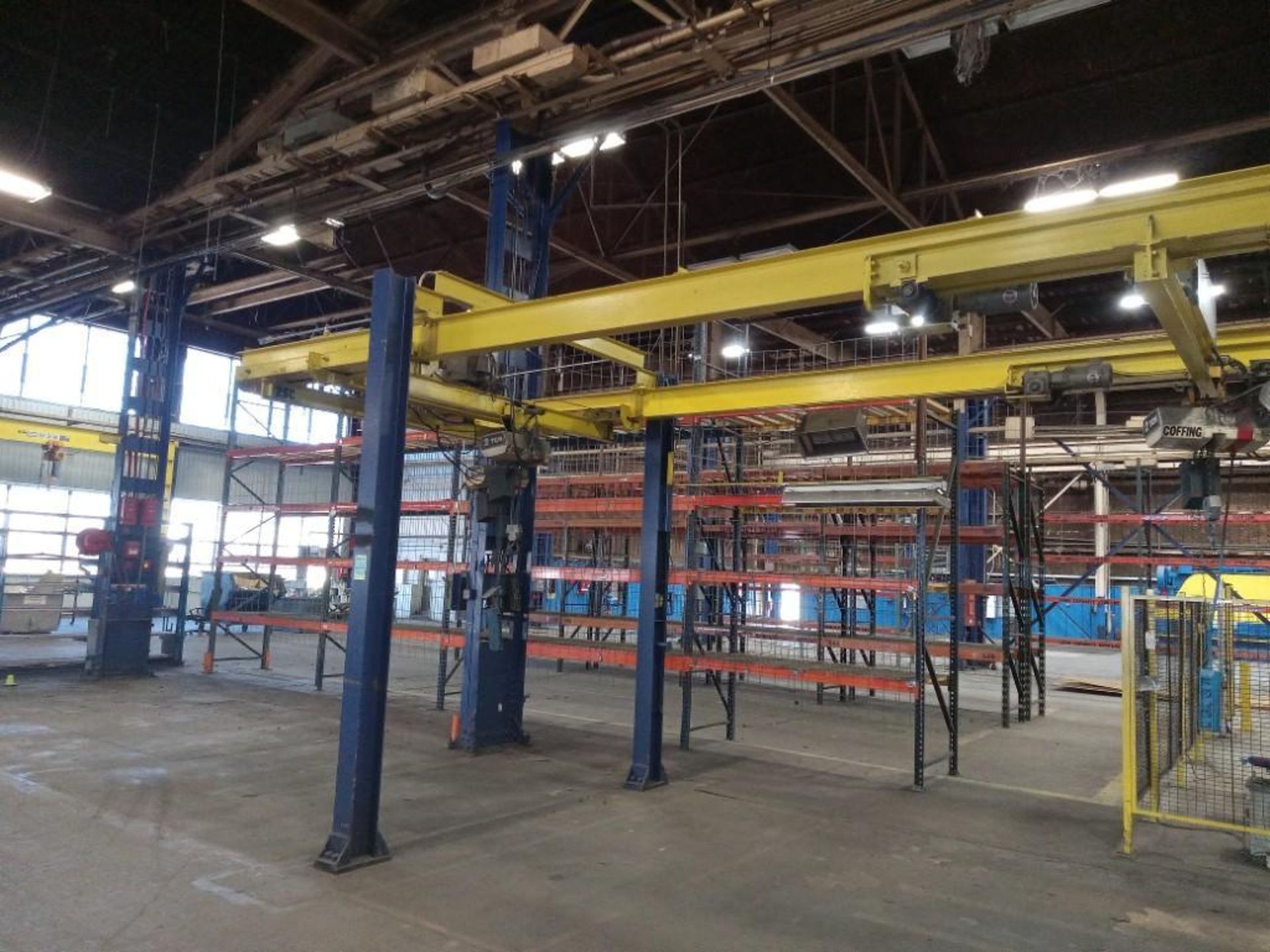 2 TON OVERHEAD CRANE SYSTEM; COFFING 2 TON ELECTRIC CHAIN HOIST, W/ 3 HOISTS - Image 2 of 13