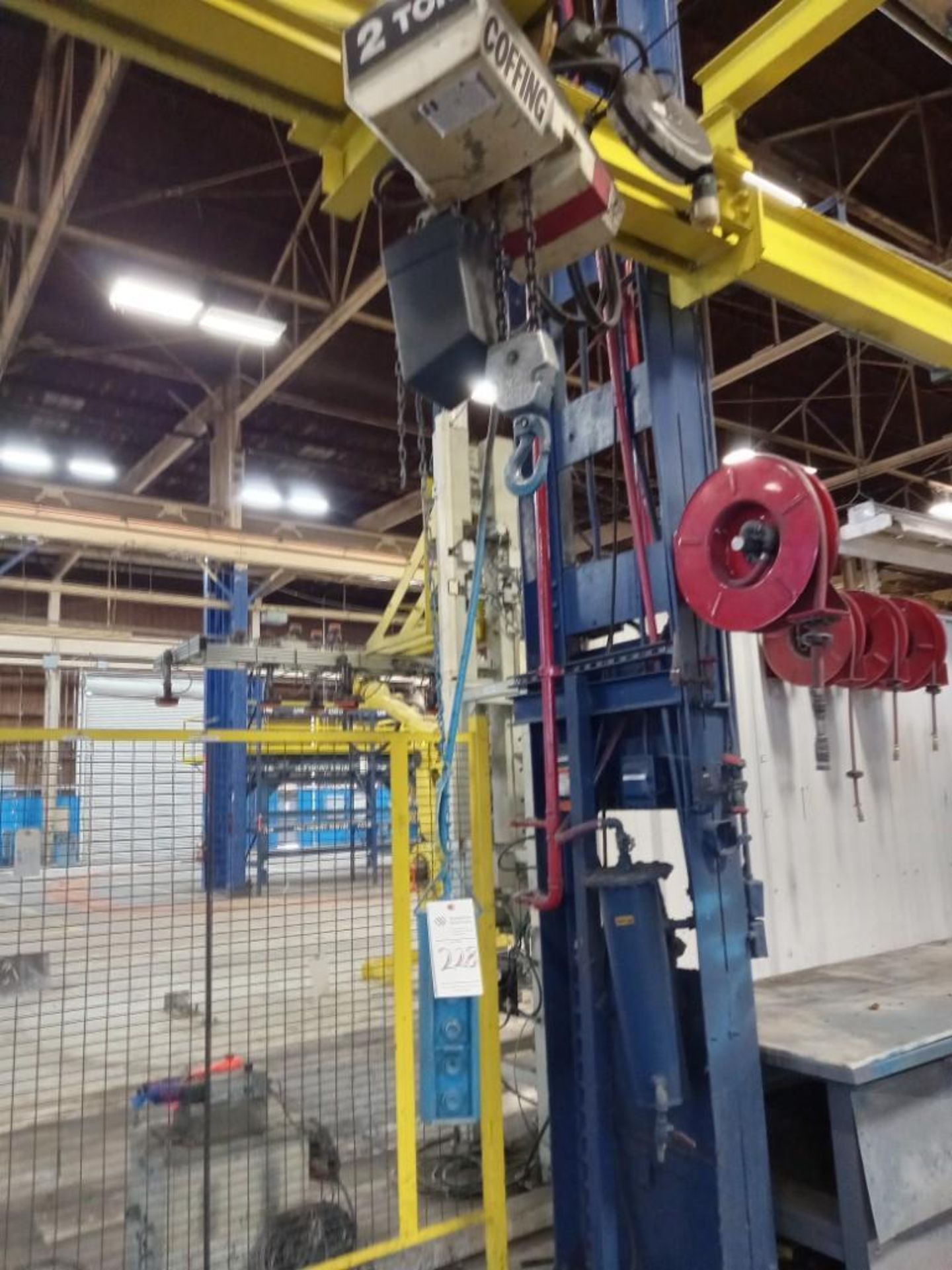 2 TON OVERHEAD CRANE SYSTEM; COFFING 2 TON ELECTRIC CHAIN HOIST, W/ 3 HOISTS - Image 10 of 13