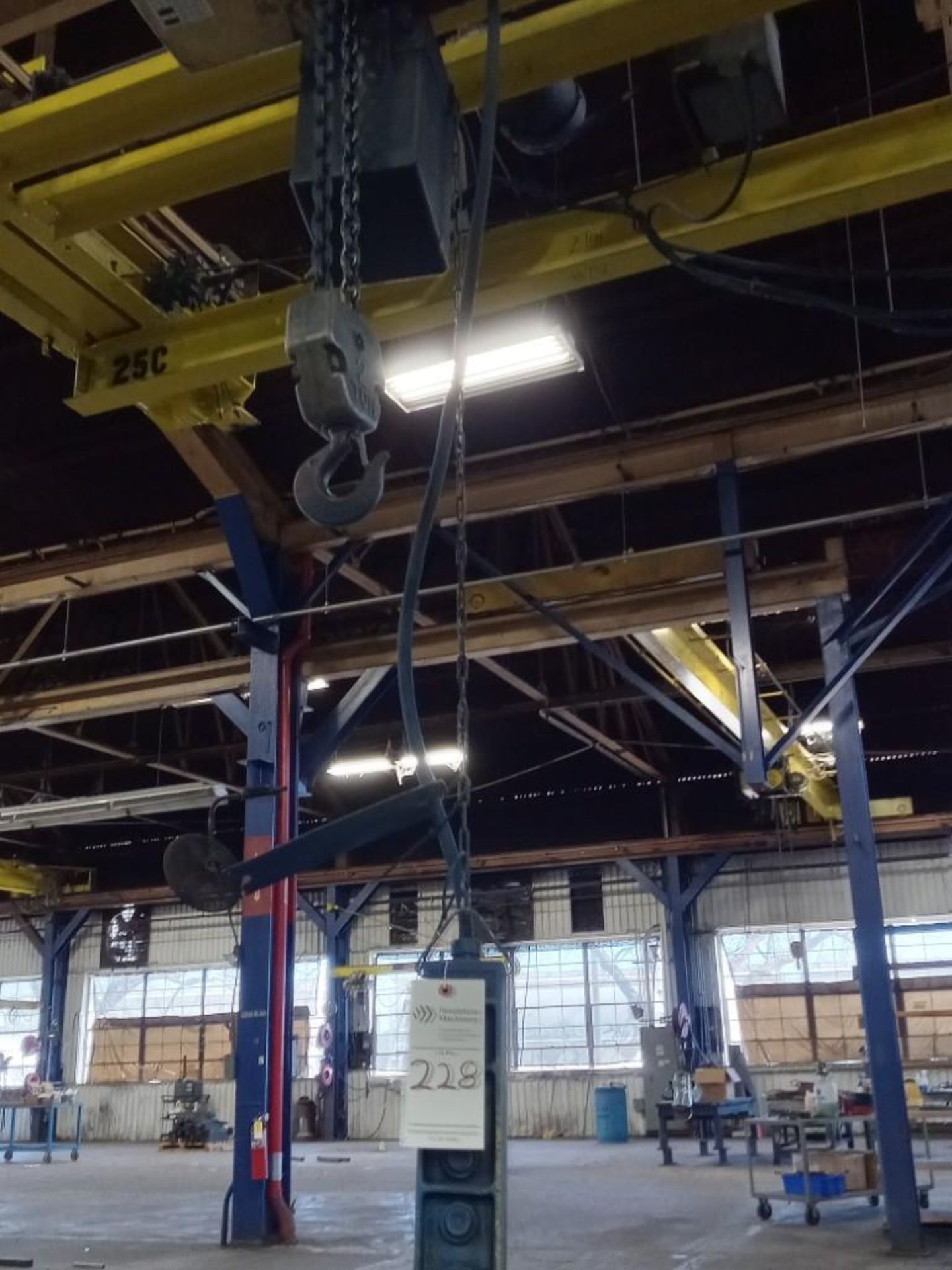 2 TON OVERHEAD CRANE SYSTEM; COFFING 2 TON ELECTRIC CHAIN HOIST, W/ 3 HOISTS - Image 11 of 13