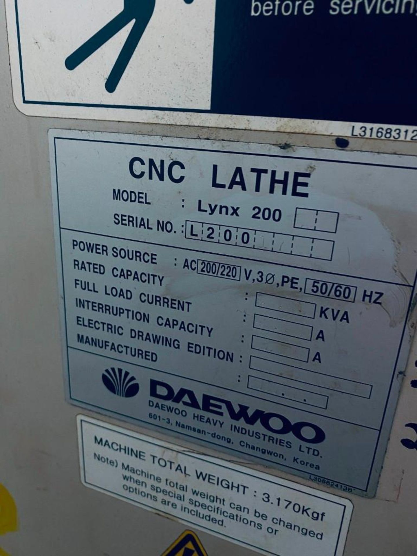 DAEWOO LYNX 200 CNC TURNING CENTER; YEAR 2000 - Image 10 of 10