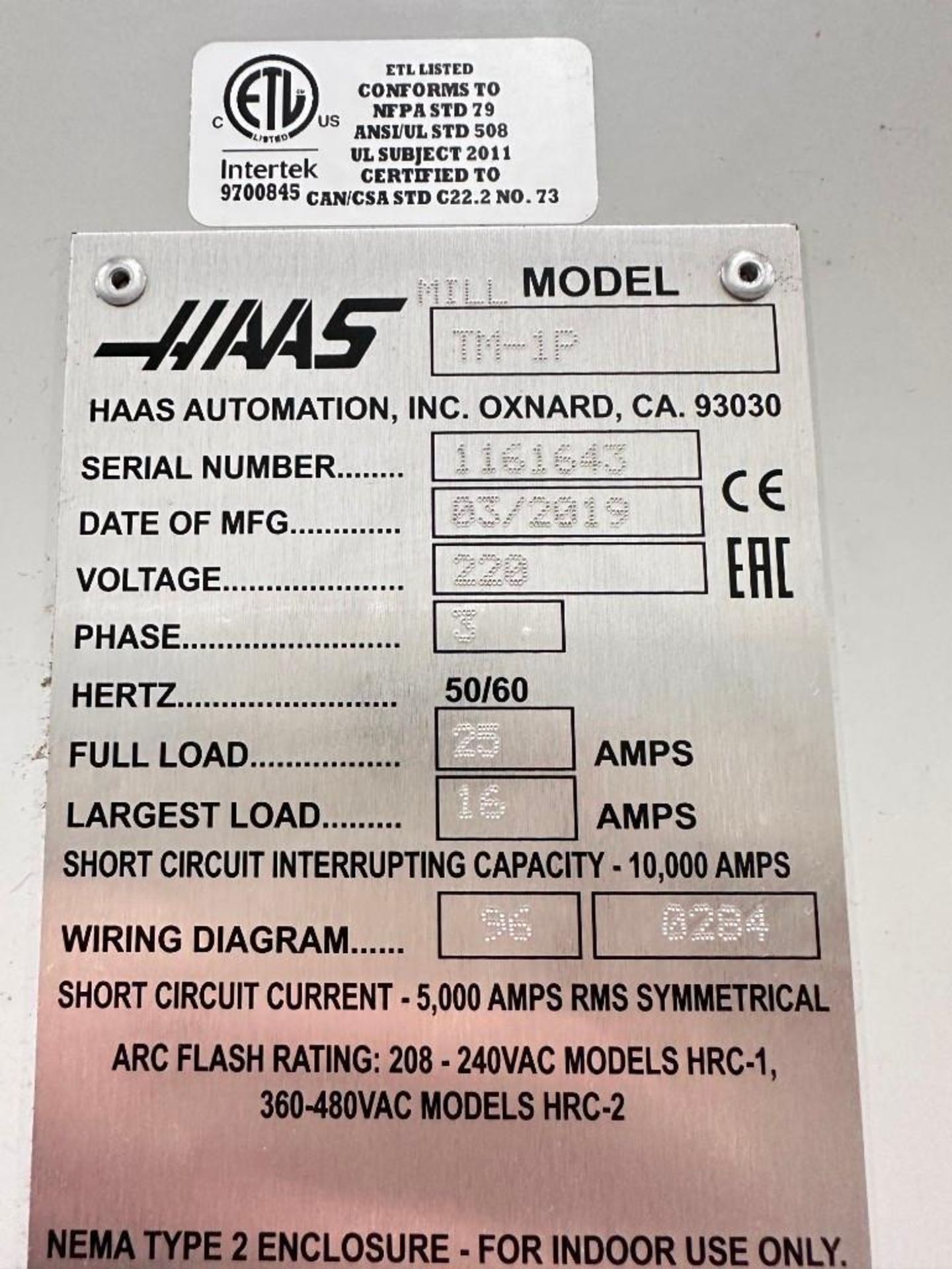 2019 HAAS TM-1P CNC VERTICAL MACHINING CENTER; SN: 1161643 - Image 16 of 16