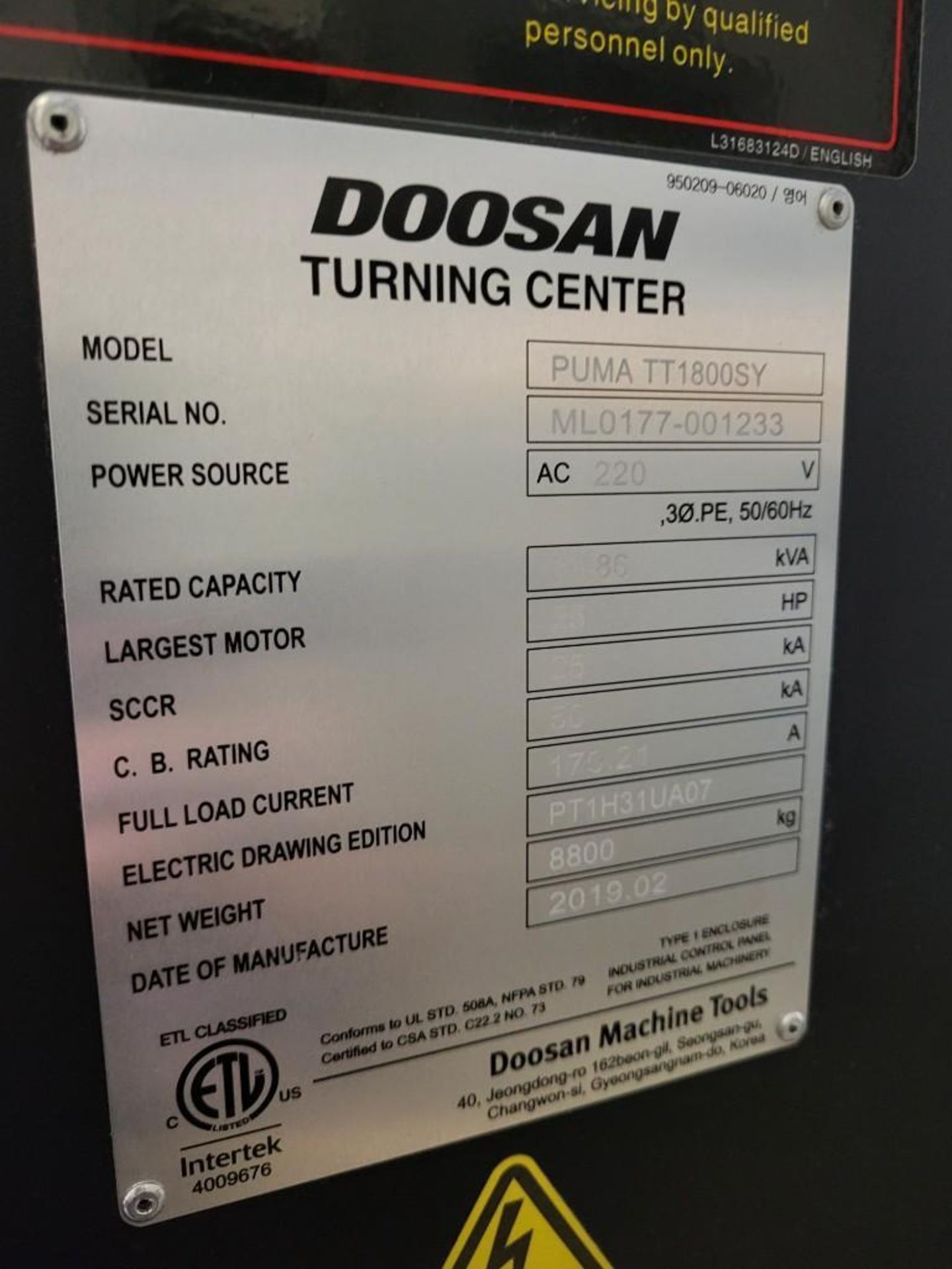 2019 DOOSAN PUMA TT1800SY MULTI-AXIS CNC LATHE - Image 13 of 29