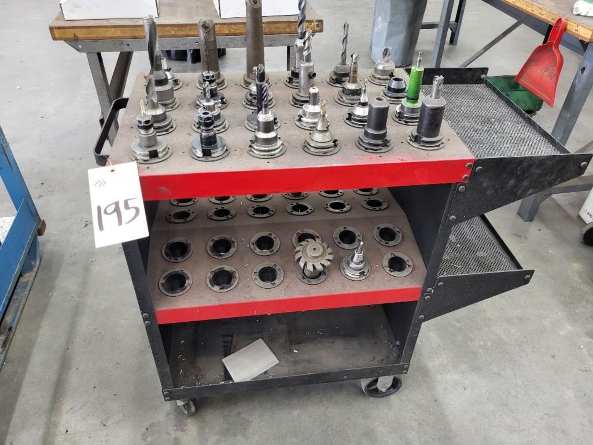 CAT 40 TOOLING CART WITH ASSORTED TOOL HOLDERS INCLUDED