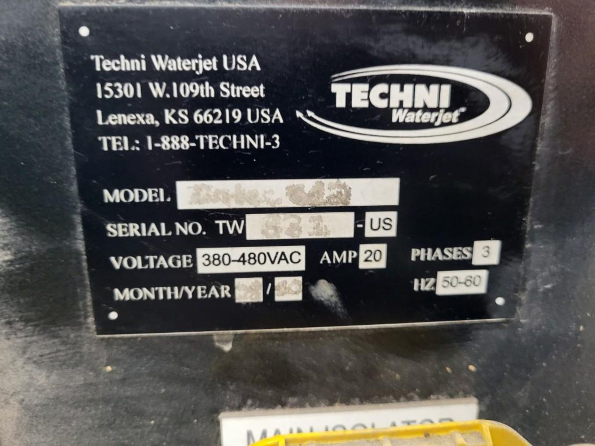 2007 TECHNI INTEC 612 5-AXIS WATERJET WITH 66,000 PSI PUMP NEW IN 2017 - Image 11 of 36