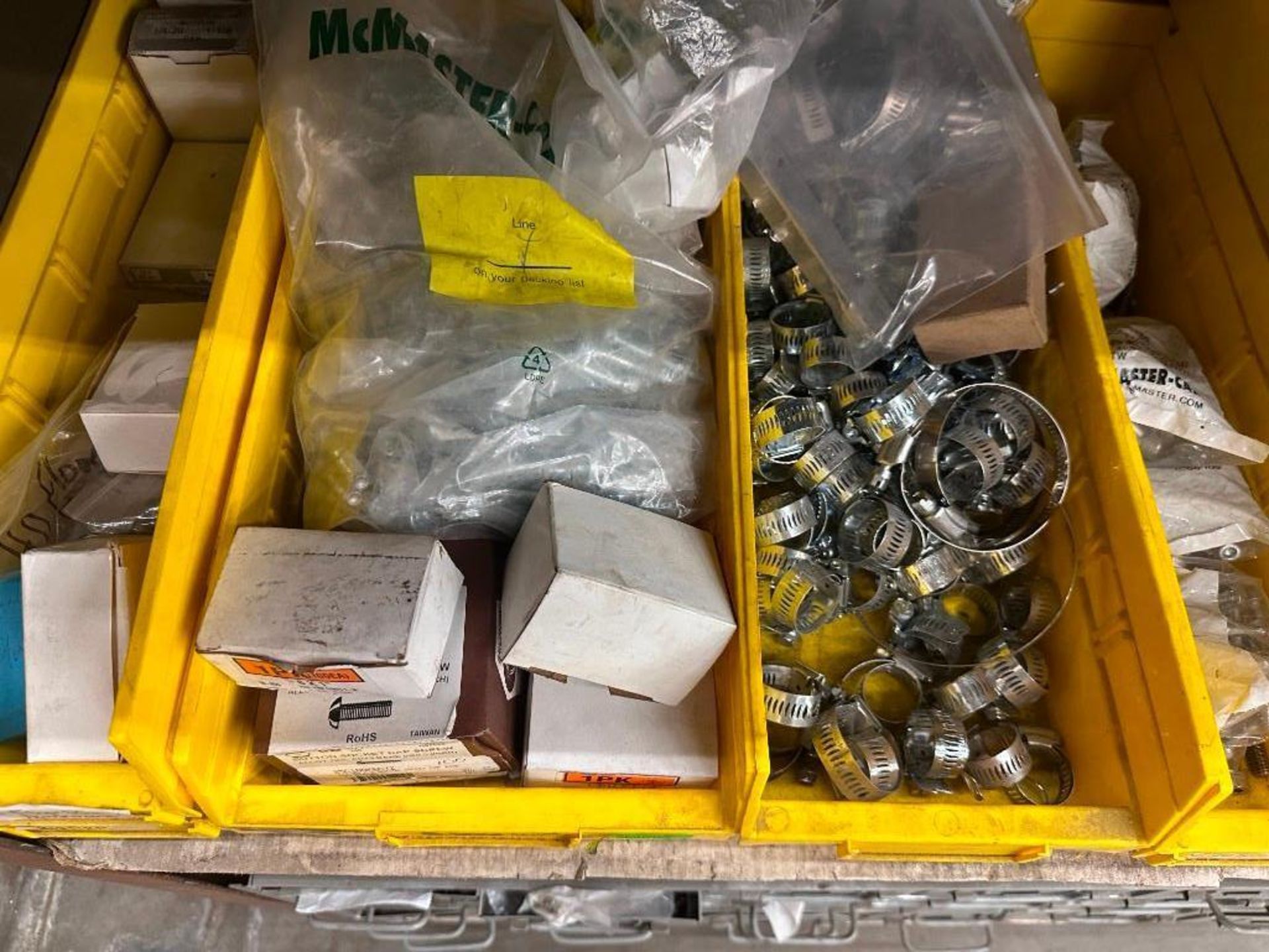 LOT OF YELLOW BINS FULL OF SORTED HARDWARE - Image 2 of 3