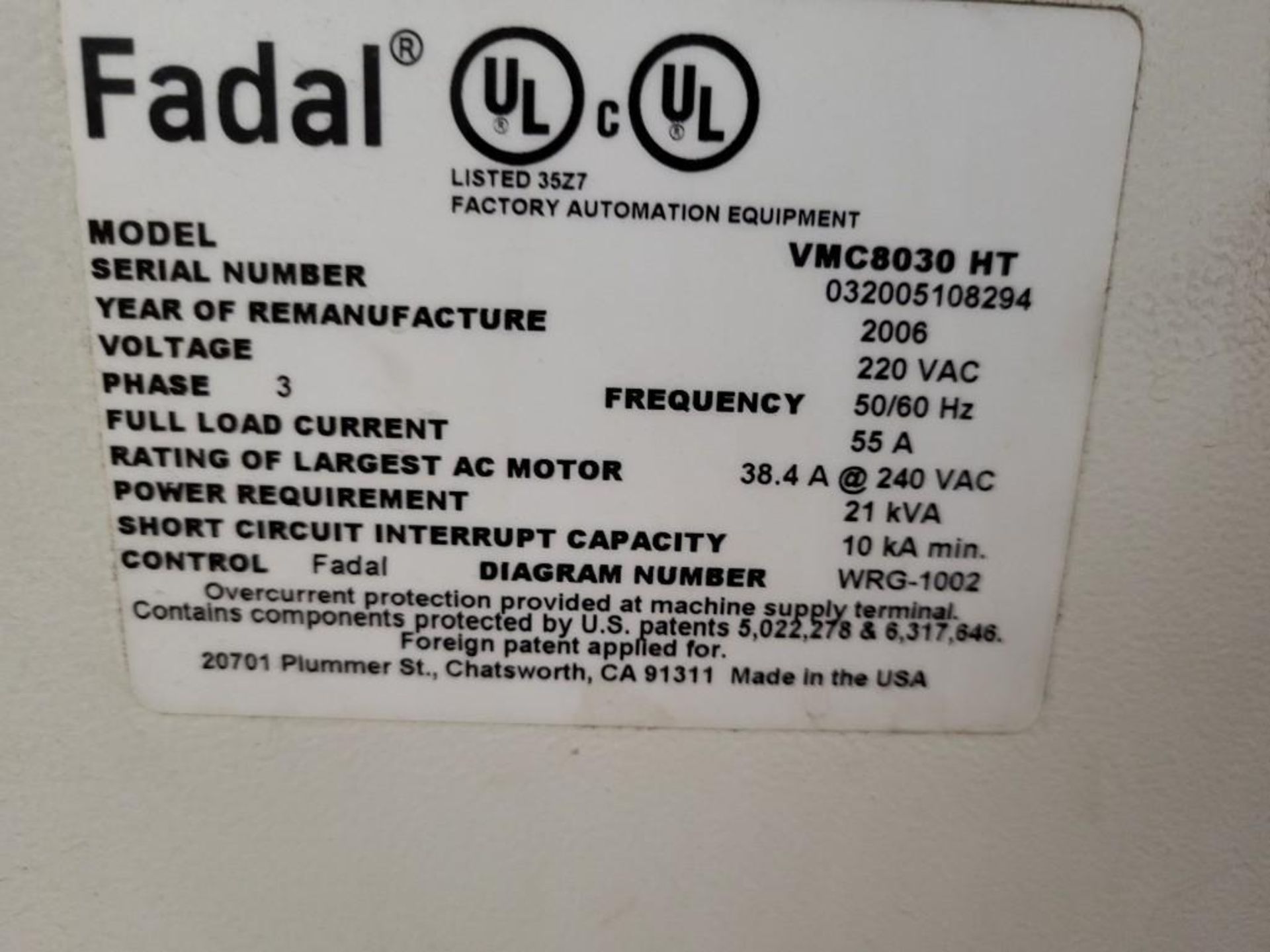 FADAL 8030 HT VERTICAL MACHINING CENTER, 2006 - Image 15 of 16