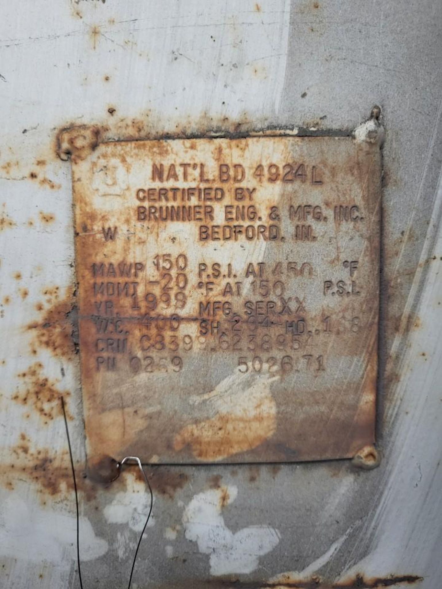 NAT'L BD 4924L COMPRESSED AIR TANK - Image 2 of 3