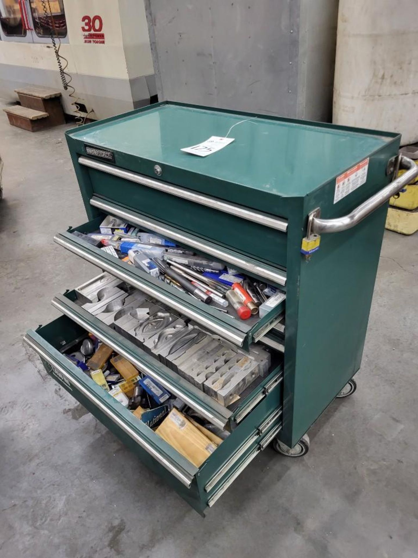 MASTERFORCE ROLLING TOOL CABINET LOADED WITH LATHE AND MILL TOOLING
