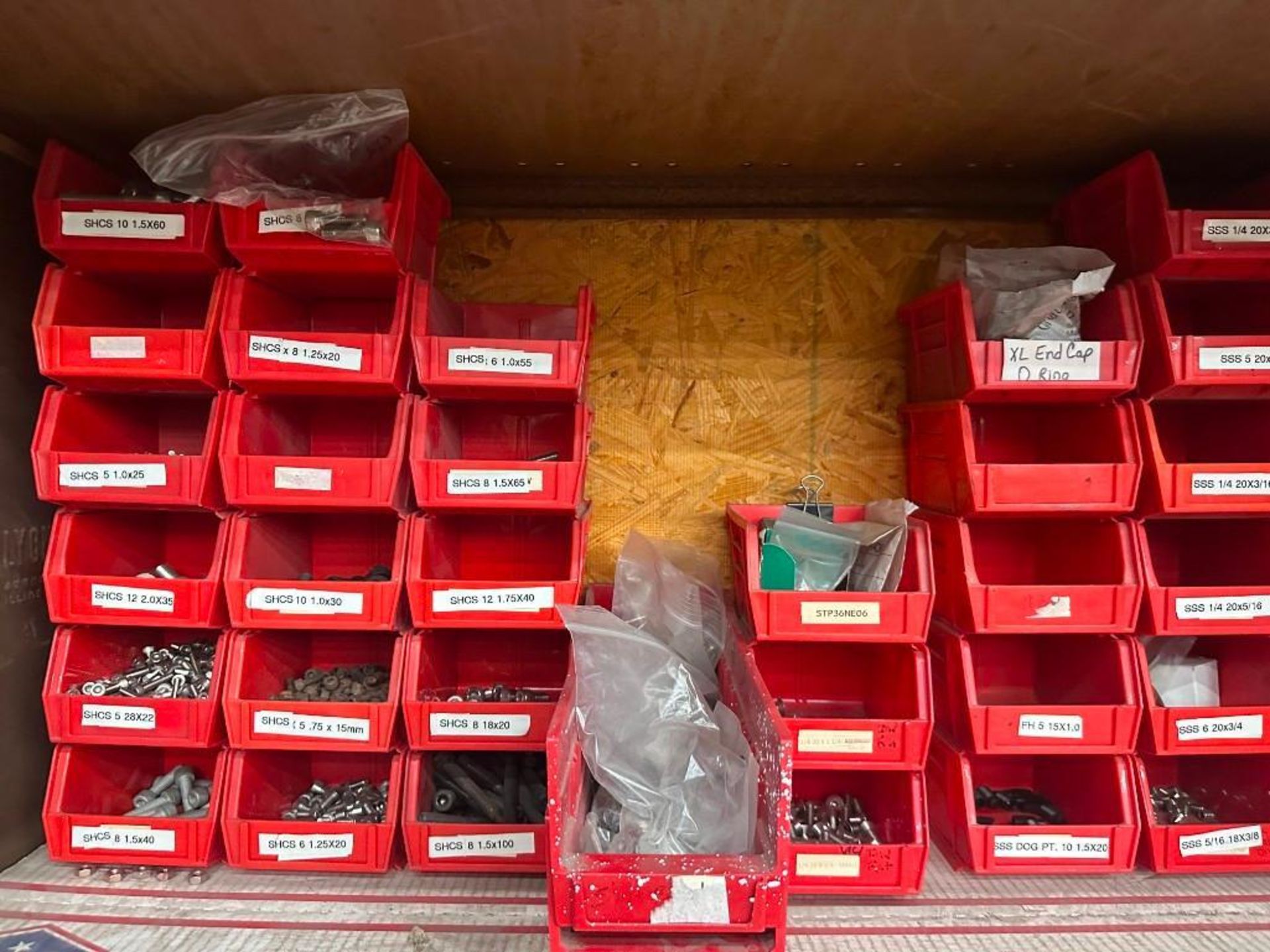 LOT OF RED BINS FULL OF SORTED HARDWARE - Image 2 of 8