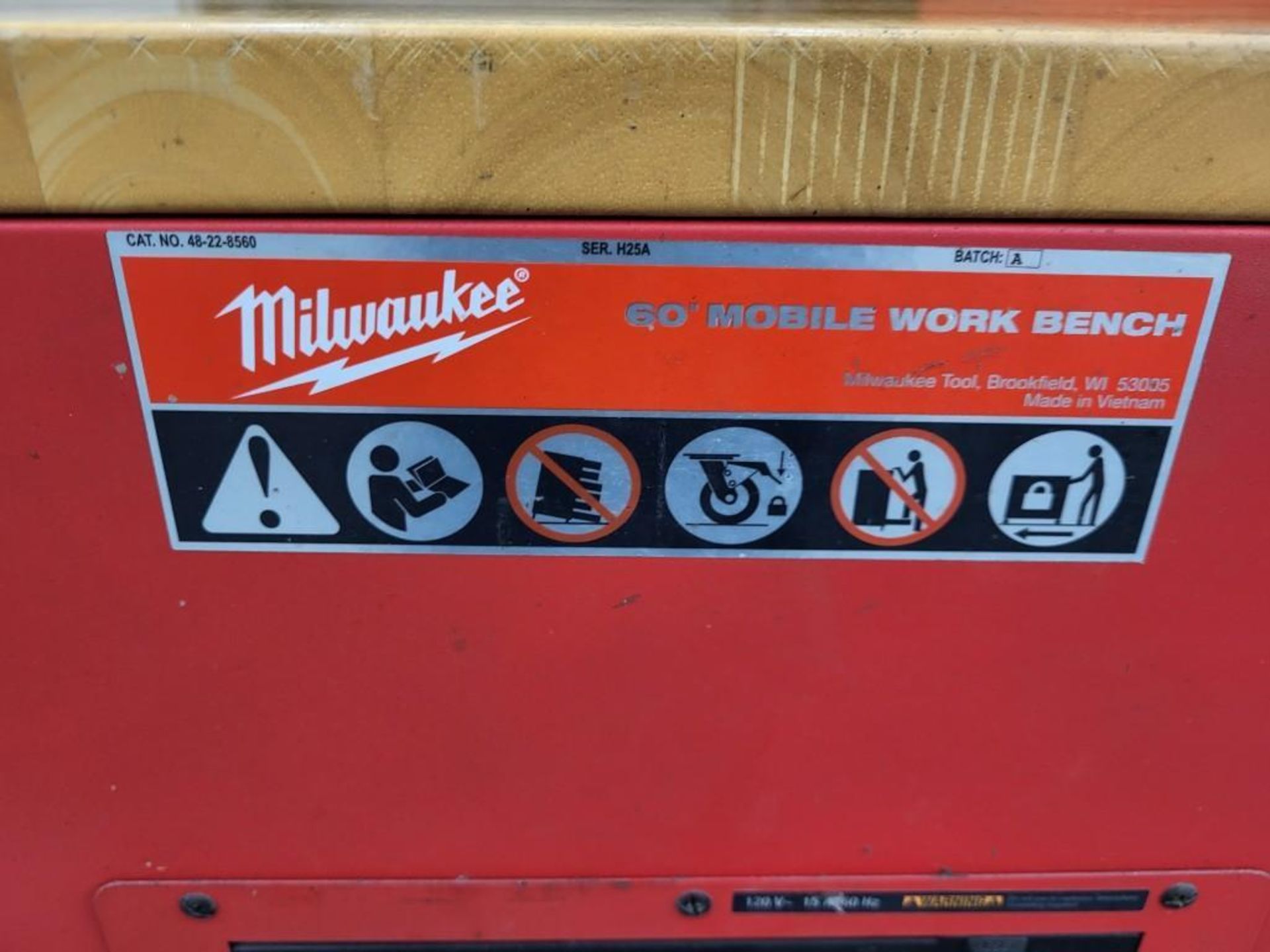 MILWAUKEE 60" MOBILE WORKBENCH LOADED WITH TOOLS - Image 6 of 18