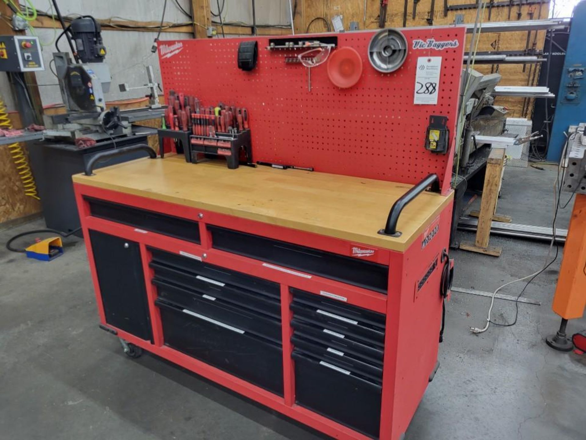 MILWAUKEE 60" MOBILE WORKBENCH LOADED WITH TOOLS