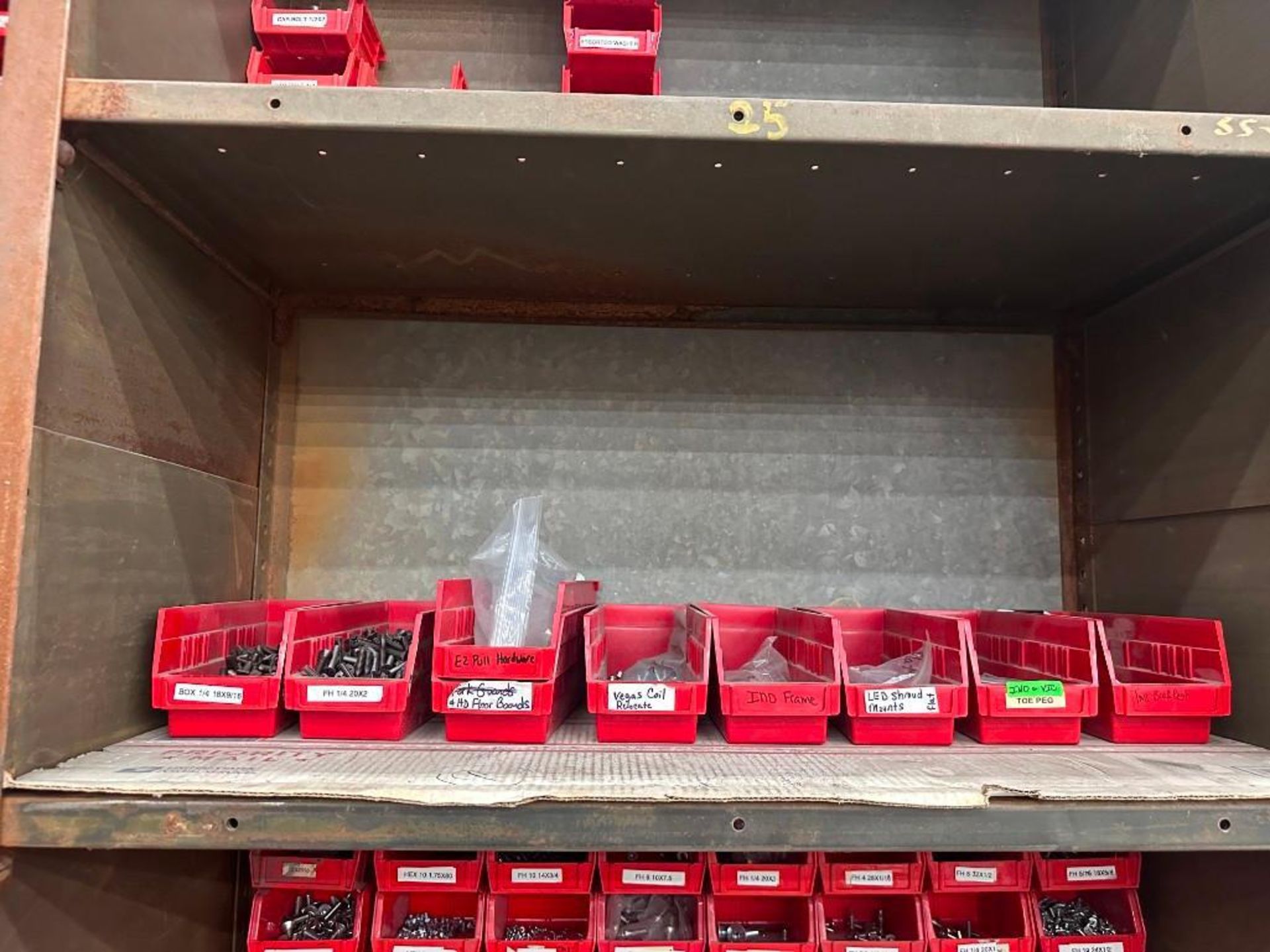 LOT OF RED BINS FULL OF SORTED HARDWARE - Image 8 of 8