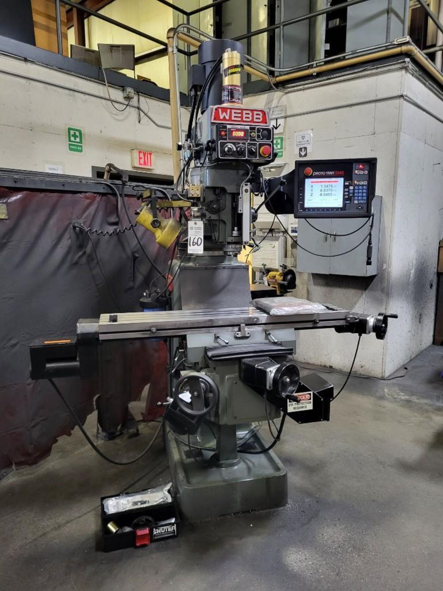 2015 WEBB MILLING MACHINE 5EVS-1050 WITH SWI PROTOTRAK SMC 3 AXIS CNC CONTROL