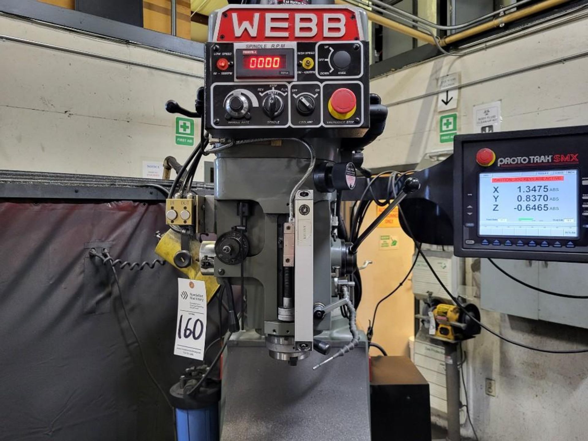 2015 WEBB MILLING MACHINE 5EVS-1050 WITH SWI PROTOTRAK SMC 3 AXIS CNC CONTROL - Image 6 of 17