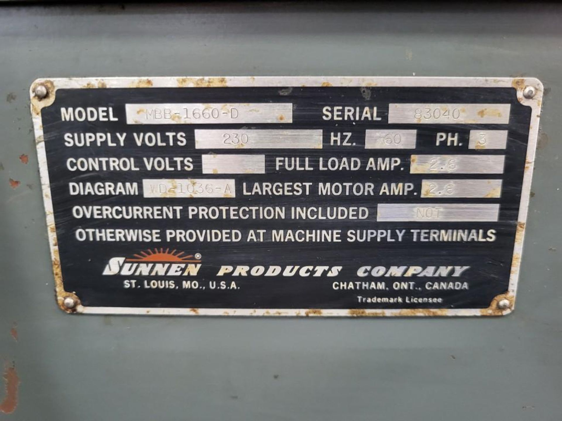SUNNEN MBB-1660 PRECISION HONING MACHINE WITH TOOLING - Image 12 of 12
