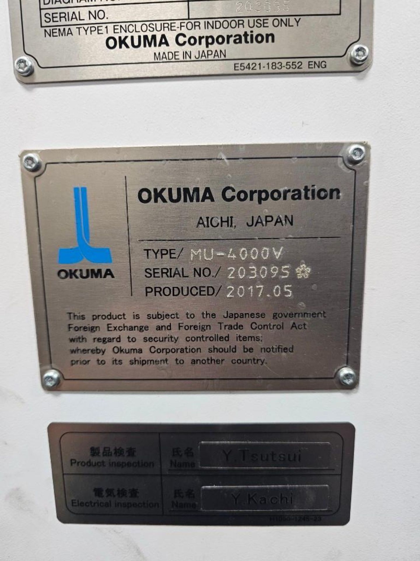 2017 OKUMA MU-4000V 5-AXIS CNC VERTICAL MACHINING CENTER - Image 19 of 20