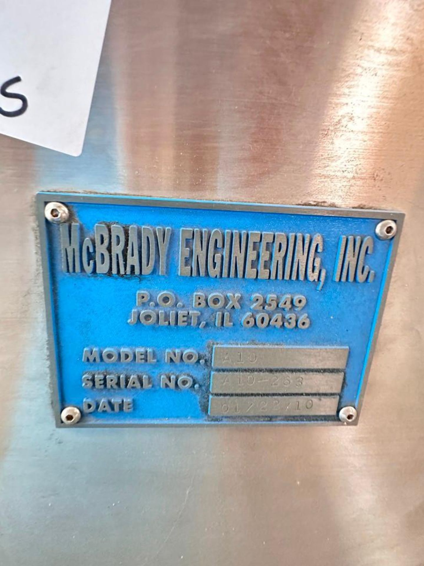 MCBRADY ENGINEERING MODEL A10 DUST COLLECTOR/BOTTLE CLEANER - Image 3 of 7