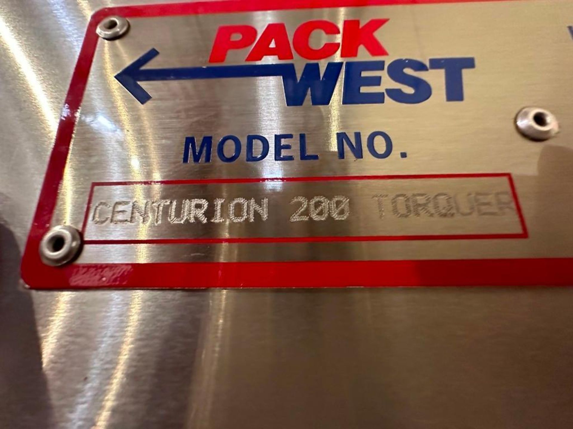 PACK WEST CENTURION 200 4 STATION TORQUER & #12 STAINLESS STEEL LID ELEVATOR/SORTER/FEED - Image 9 of 21