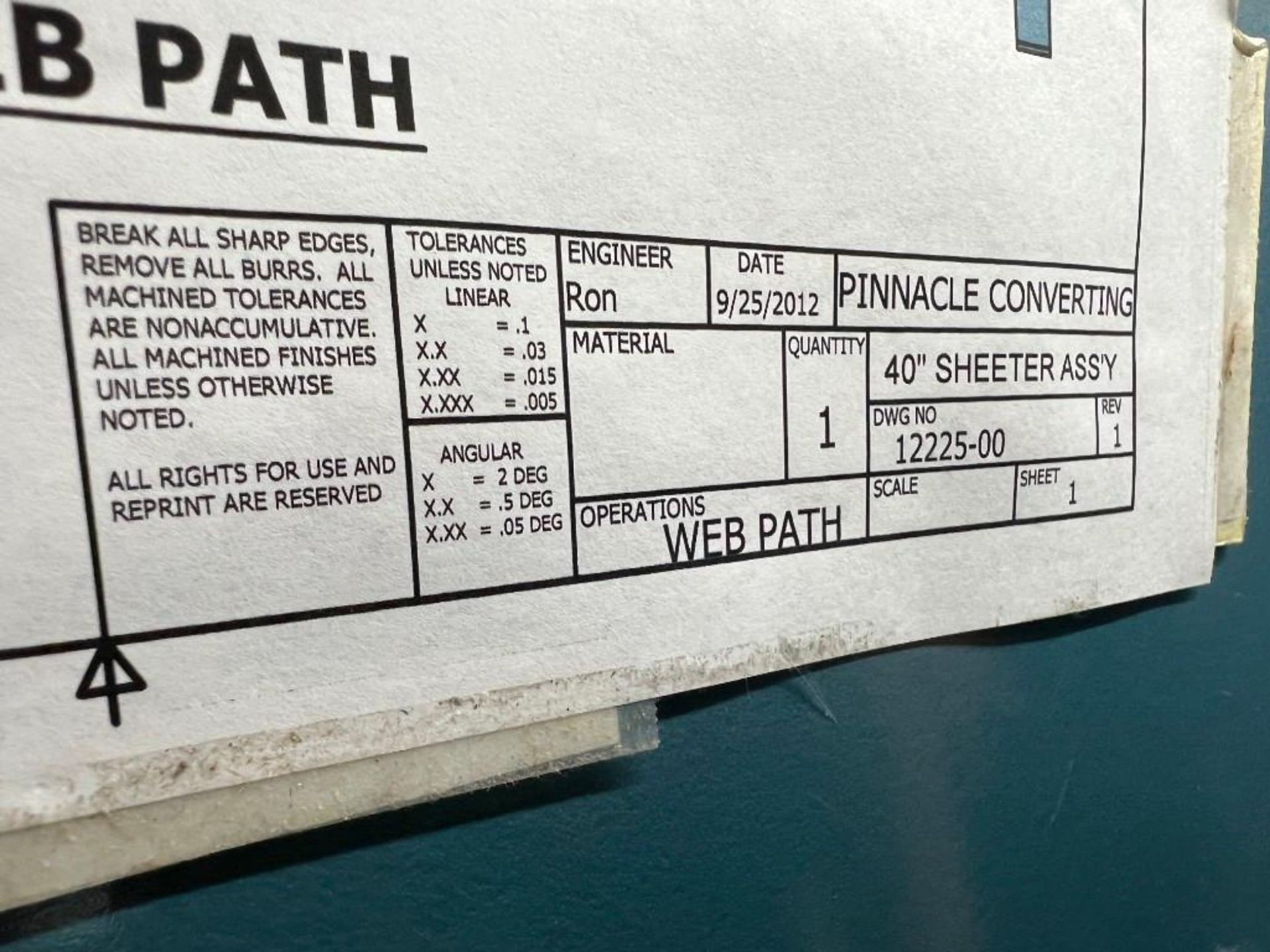 PINNACLE CONVERTING EQUIPMENT 40" SHEETER - Image 5 of 6