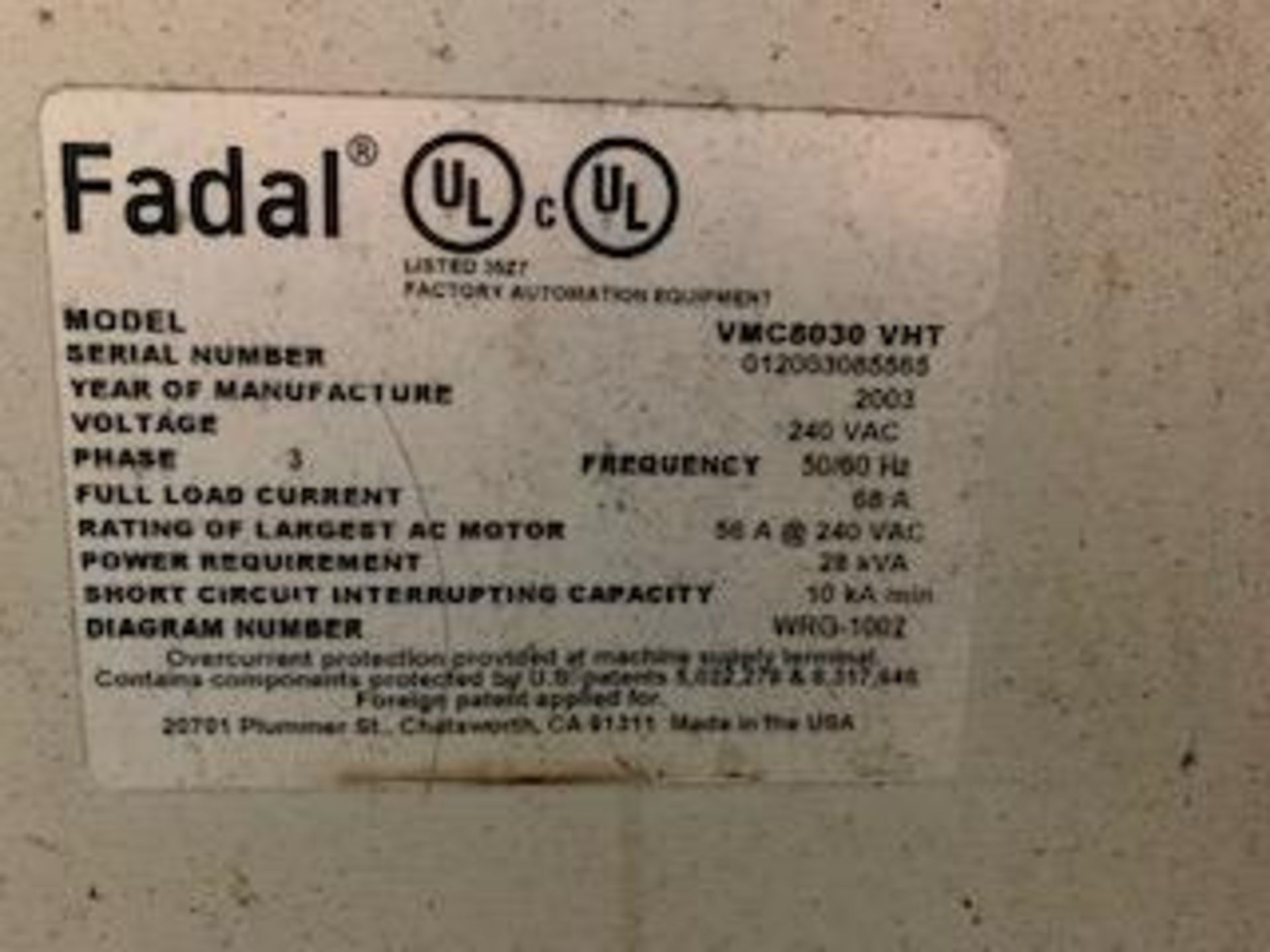 FADAL VMC 8030 VHT, 2003; 4TH AXIS AND TOOLING INCLUDED - Image 12 of 17