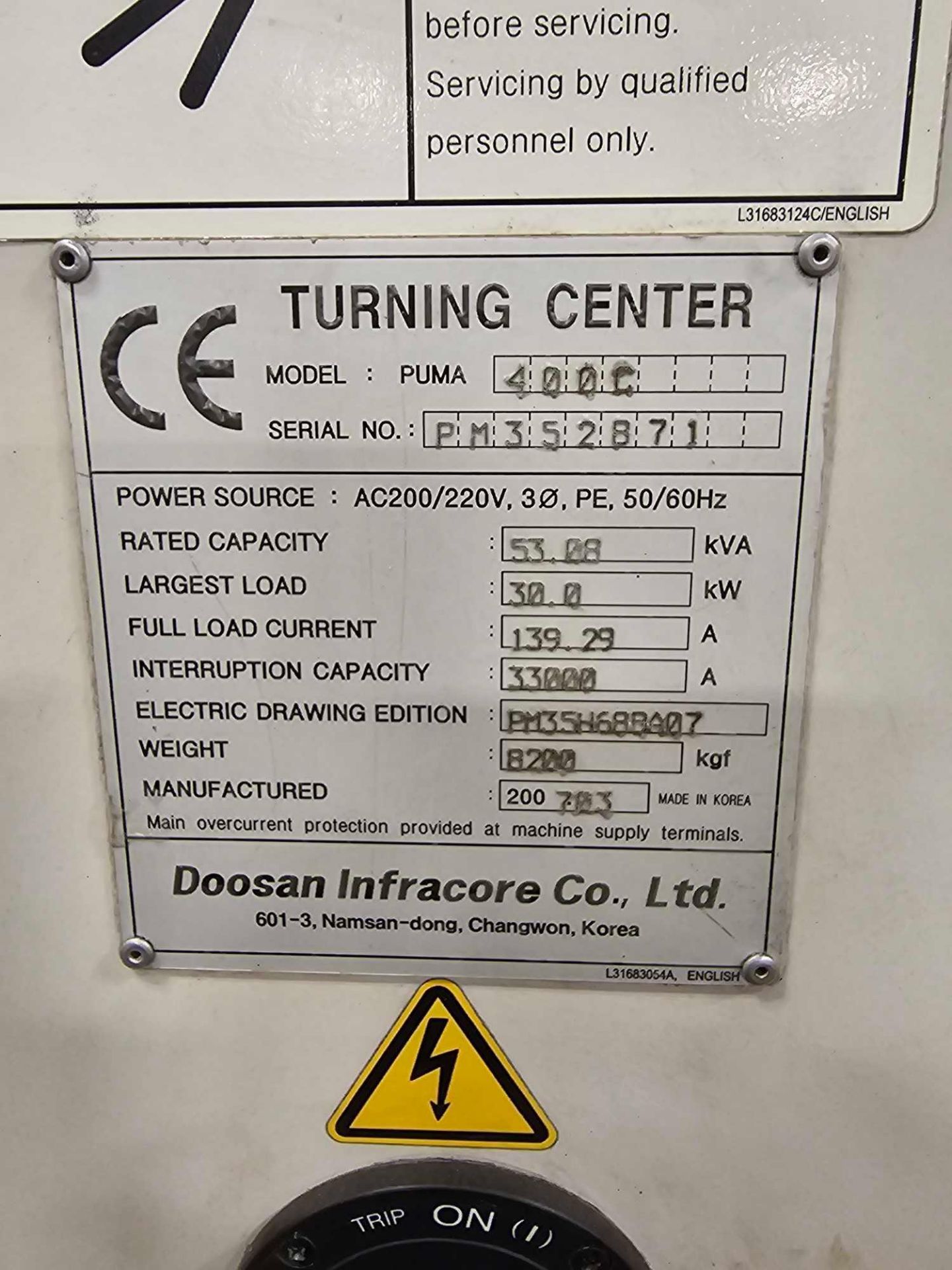 2007 DOOSAN PUMA 400C CNC LATHE - Image 17 of 29